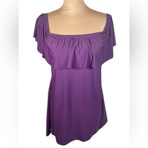 Tara Grinna‎ Purple Flutter Sleeve Ruffled Blouse/Dress